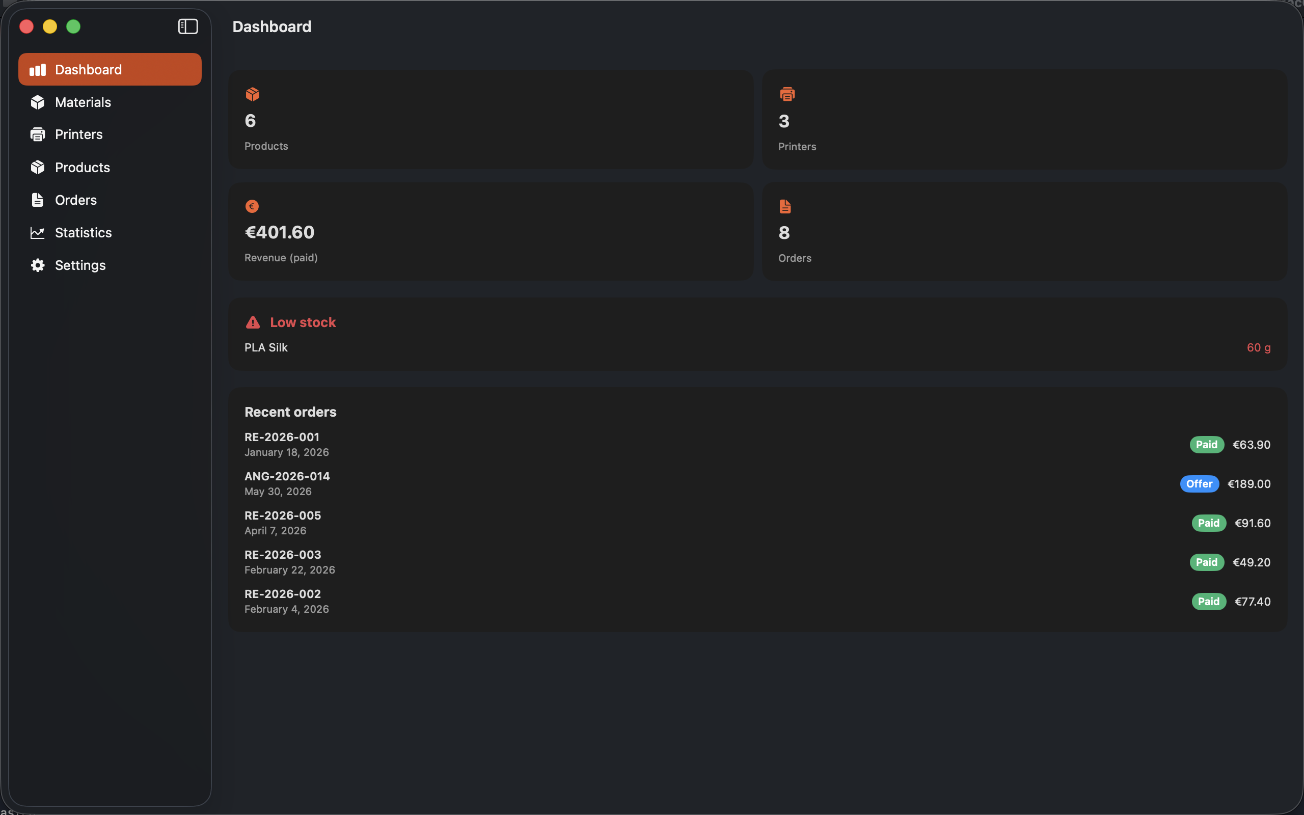 Dashboard on macOS