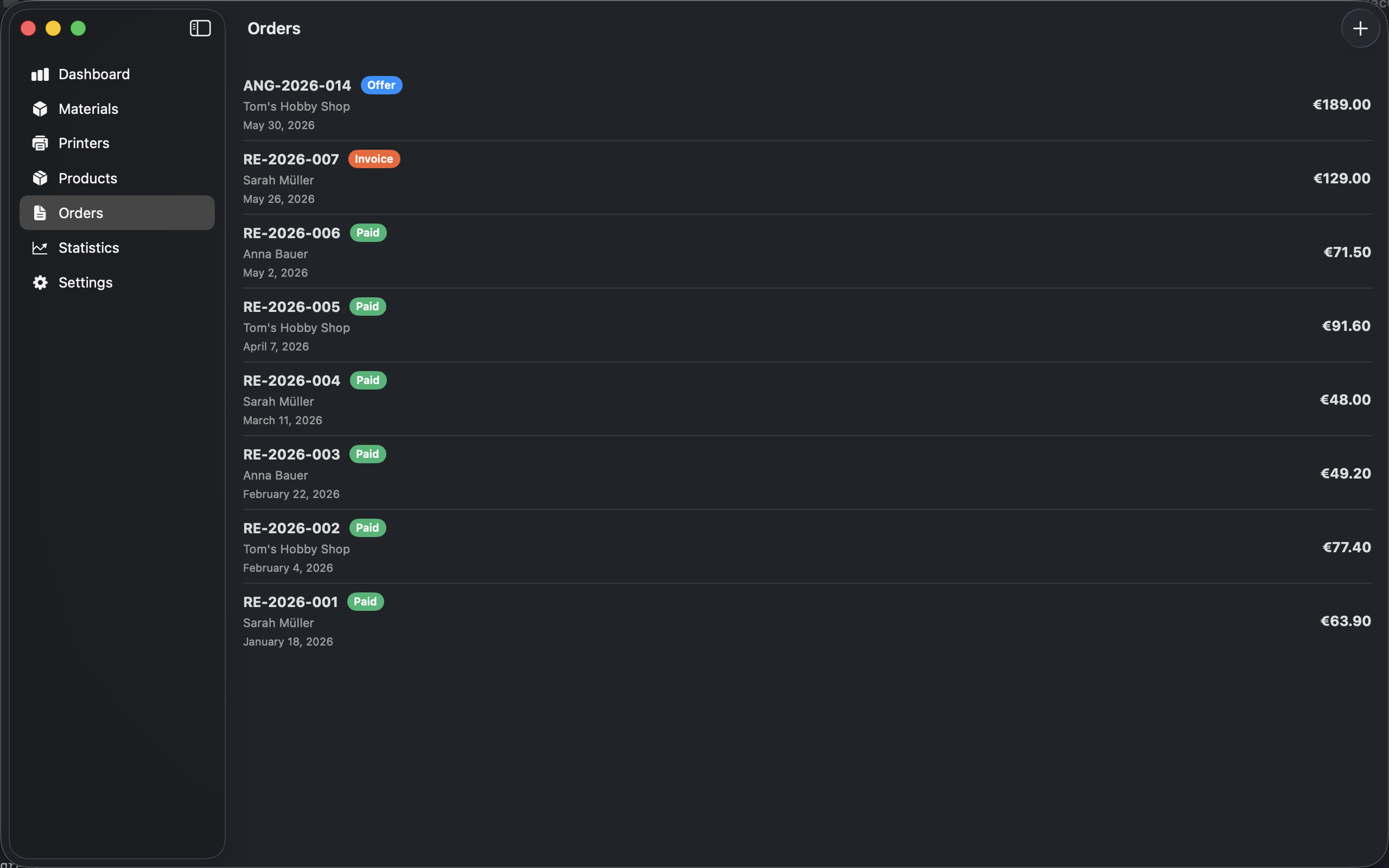 Orders on macOS